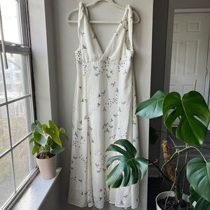 H&M White Dress Bird Pattern